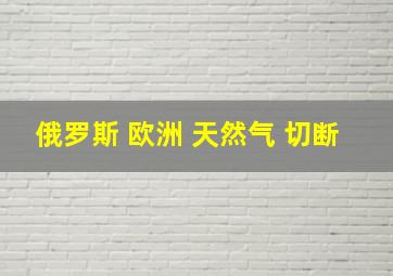 俄罗斯 欧洲 天然气 切断